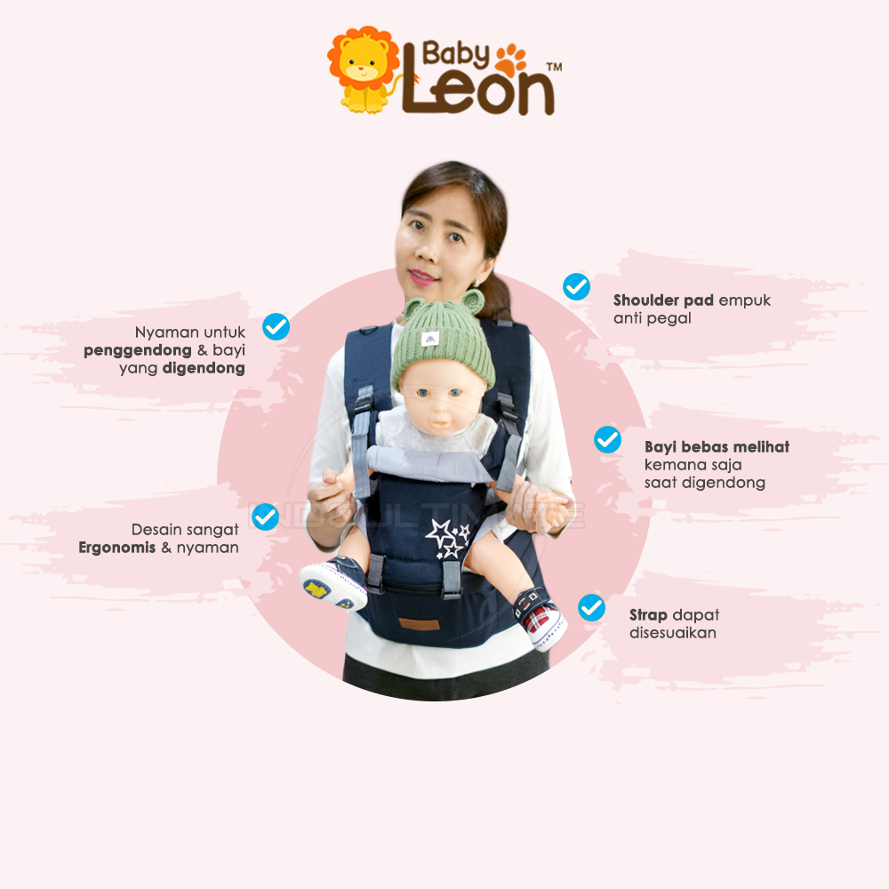 Gendongan depan 5in1 Way BABY LEON Hipseat Gendongan Bayi model terbaru 2023 BY-411 Gendongan Anak Depan Multifungsi Gendongan Anti Capek Baby Carrier Gendongan Multifungsi Gendongan Samping