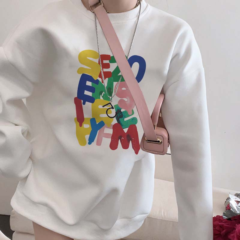 Sweater Lengan Panjang Cartoon Letter Printing Korean Style/Sweater Crop/Baju Wanita/Switer Wanita/Switer