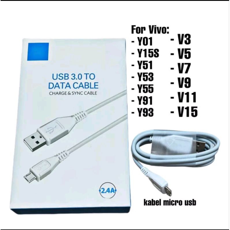 Kabel Data Vivo Y12 Y15 Y91 Y20 Y12s Y30 Y50  X27 suport semua android