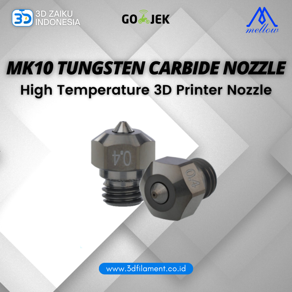 Mellow MK10 Tungsten Carbide Nozzle High Temperature 3D Printer Nozzle