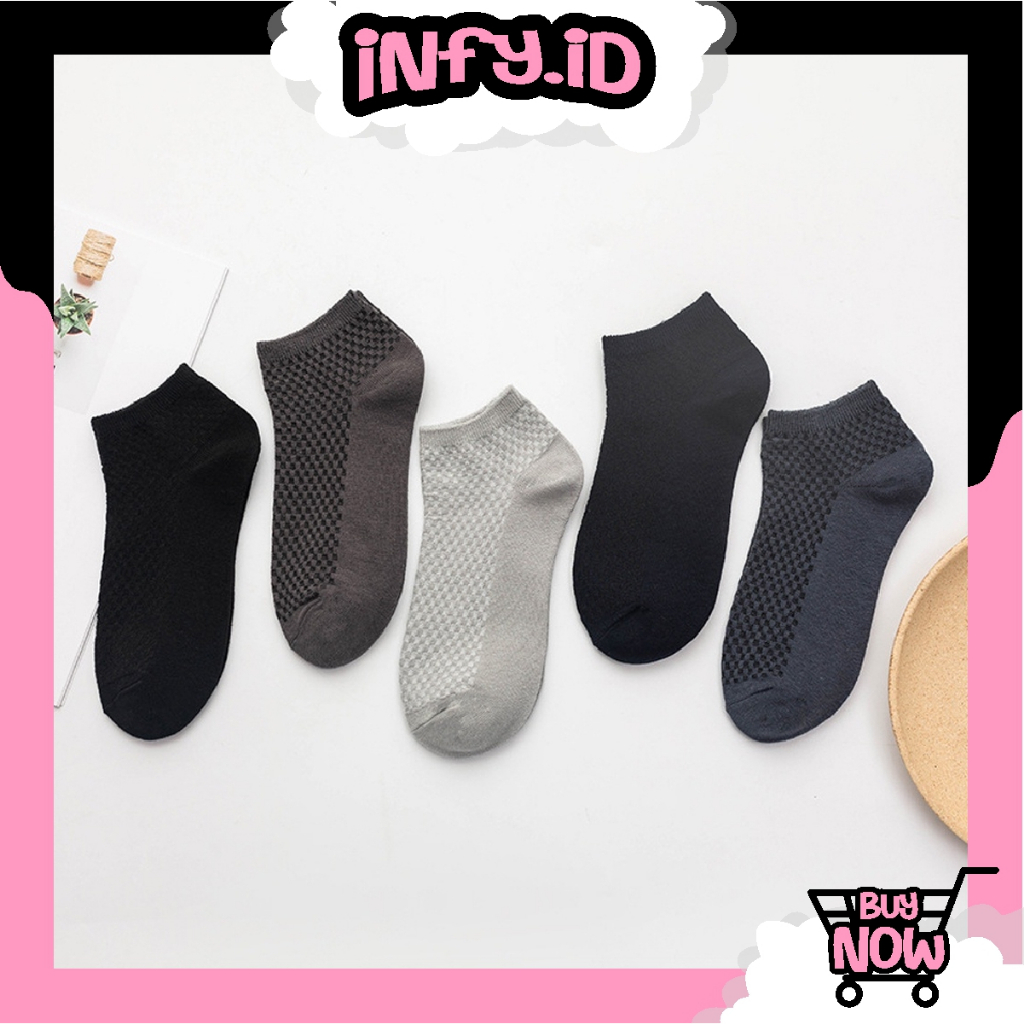 INFY - Kaos Kaki Serat Bambu Arang Bamboo Pendek Semata Kaki Sock KK112