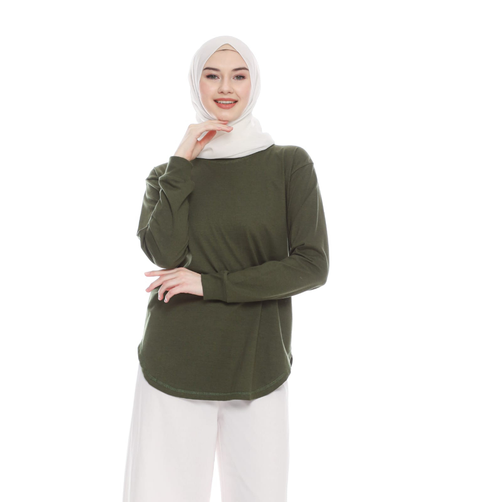 KAOS WANITA LENGAN PANJANG/BAWAHAN OVAL VIRAL TERBARU /BAHAN KATUN COMBAT20S