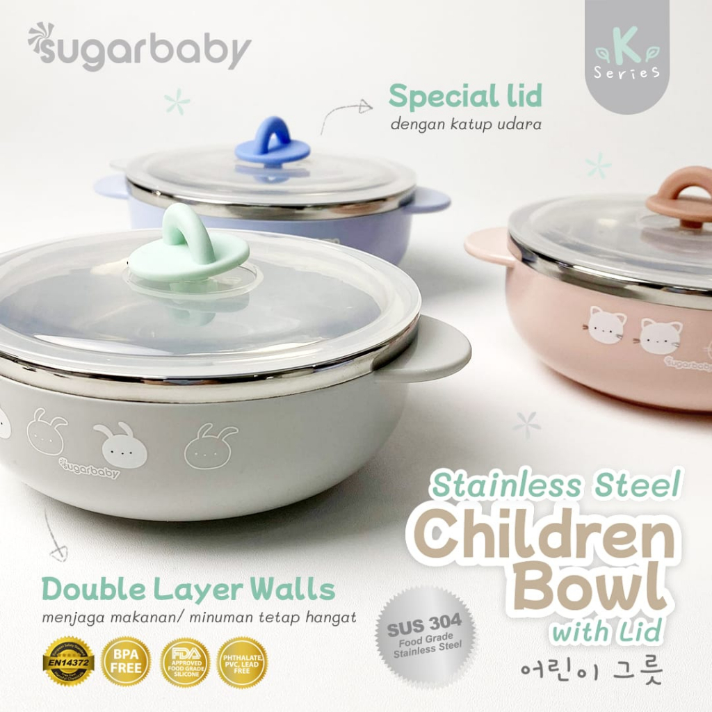 Sugar Baby Stainless Steel Children Bowl - Sugarbaby Mangkok Stainless Anak - Perlengkapan MPASI