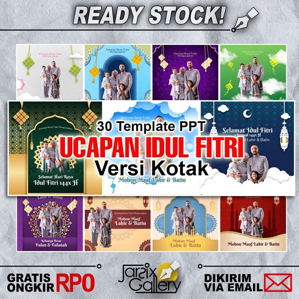 30 Template Ramadhan Video Ucapan Idul Fitri PPT Versi Kotak + Tutorial