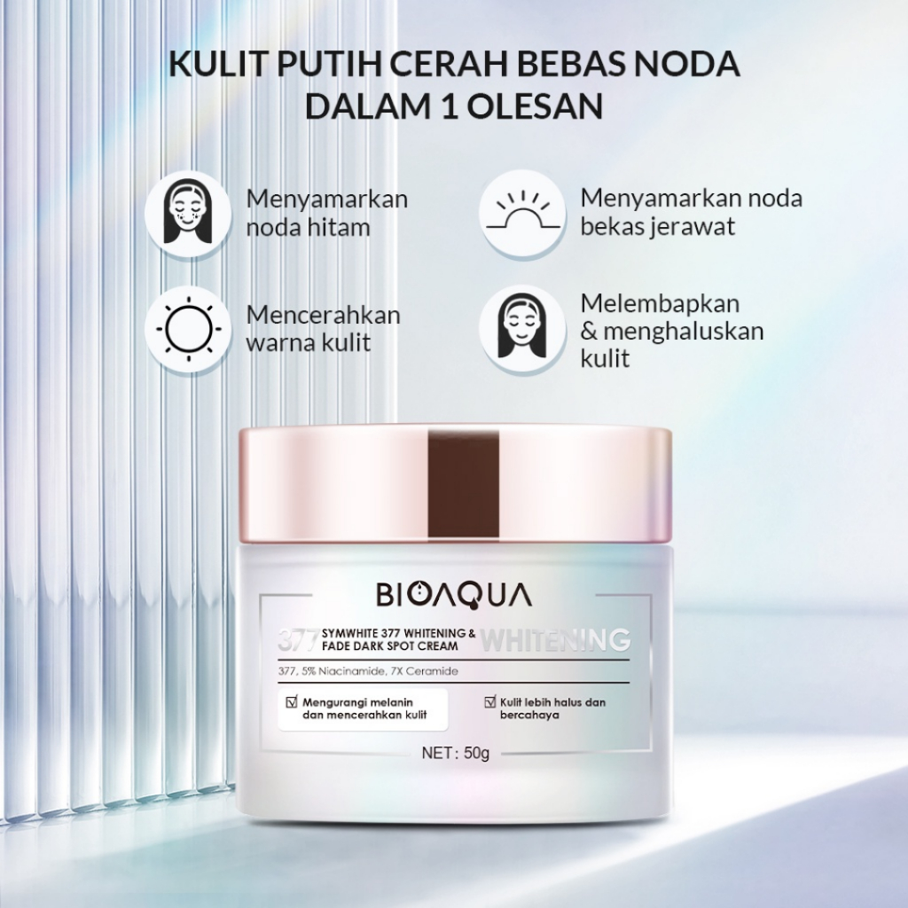 [ FREE GIFT ] BIOAQUA SymWhite 377 Whitening &amp; Fade Dark Spot Cream - Krim Pelembab Wajah Untuk Penghilang Flek Hitam