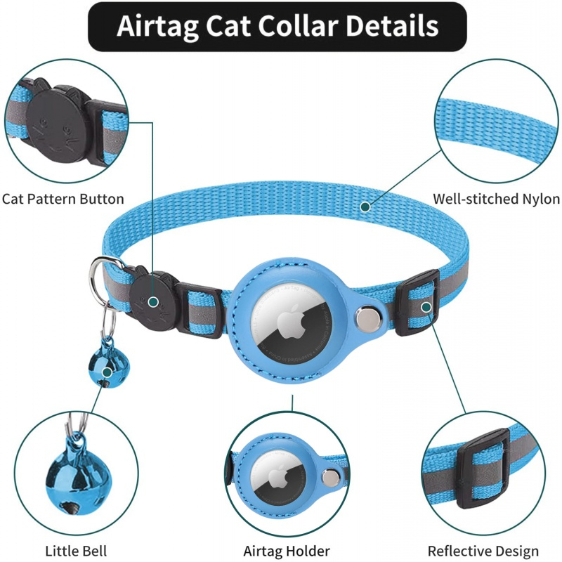 Cat Collar Pet Strap Case Airtag Cover Kalung Pengenal Aksesoris Peliharaan Kucing Lonceng Kerah Reklektif Anabul Bahan Nilon Anti Hilang