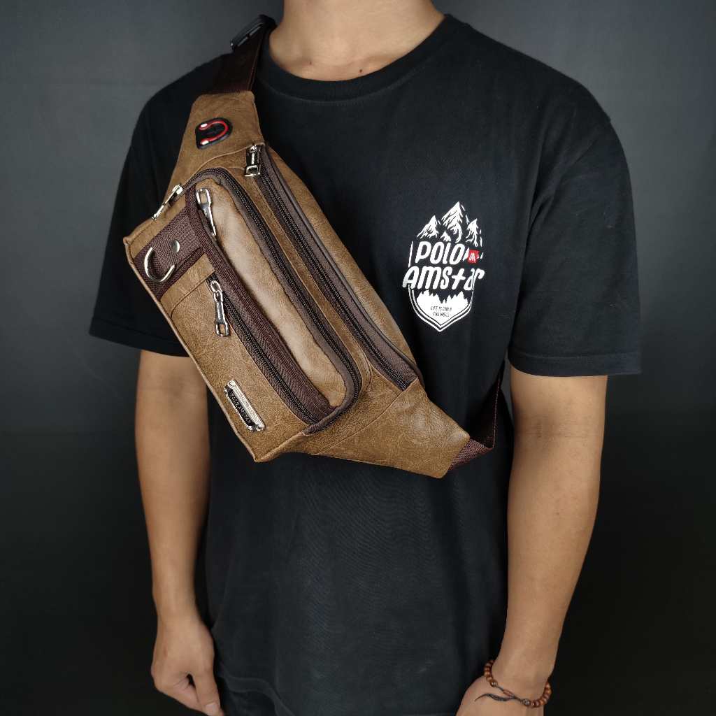 TAS SELEMPANG WATERPROOF POLO AMSTAR WAIST BAG TAS KULIT PU