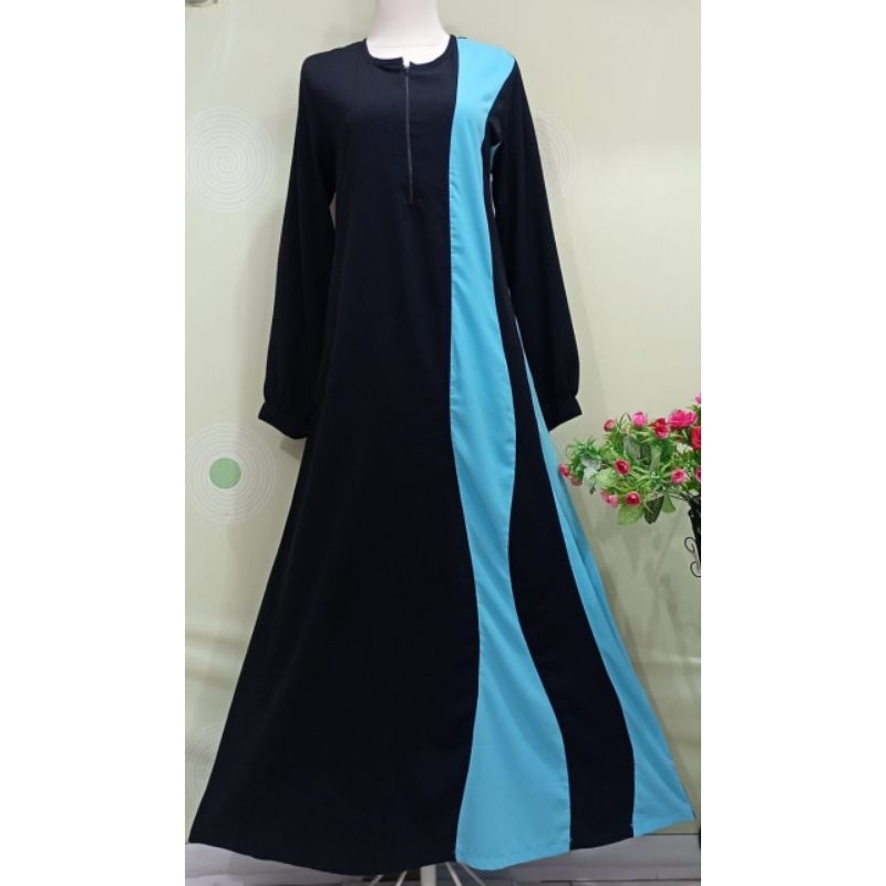 Gamis Polos Kombinasi, Gamis Dua Warna, Gamis Tempahan, Gamis Syar'i, Gamis Dewasa