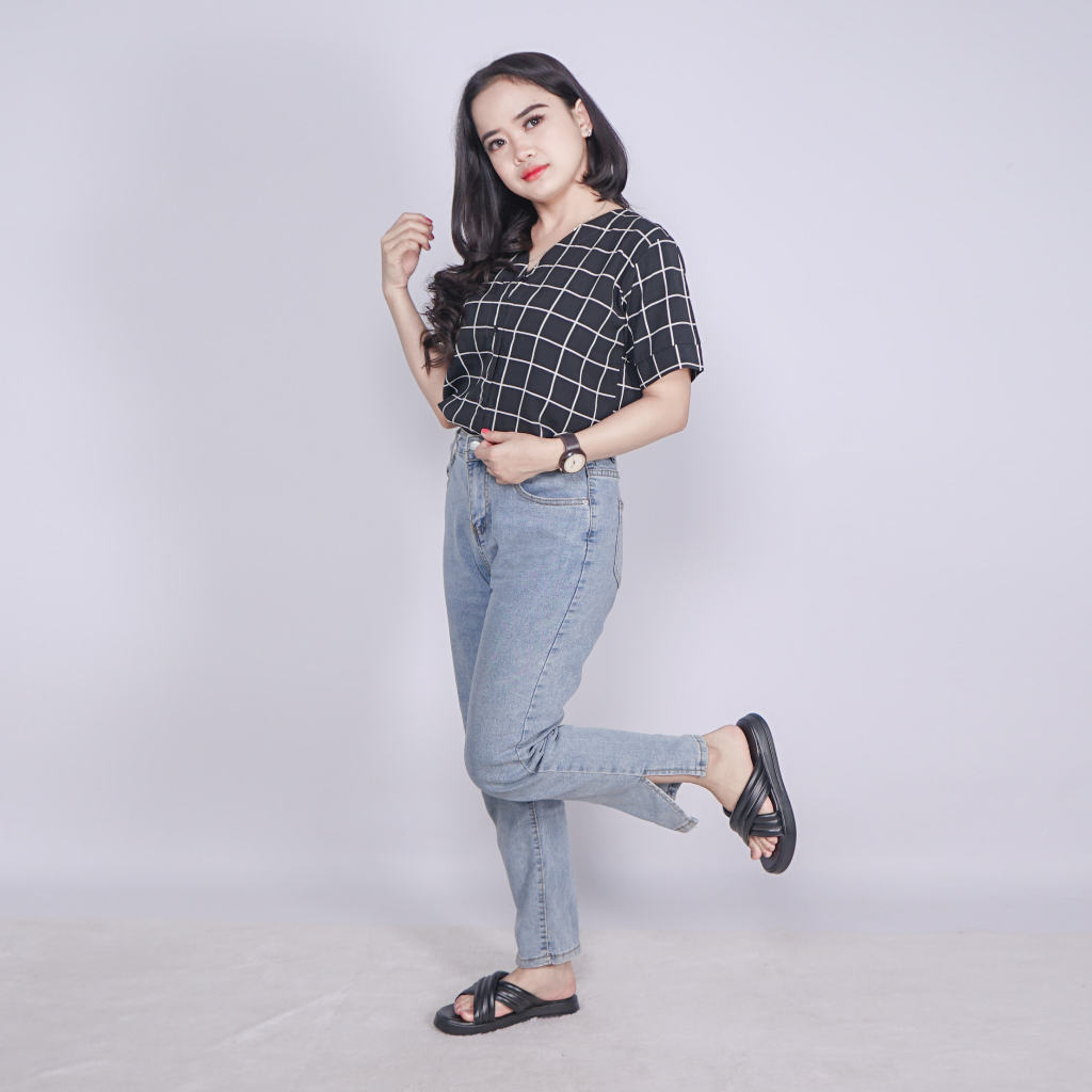 Sara Sara DORA Sandal Slop Wanita Kekinian Sendal Wedges Platform Cewek Ban Dua Silang Tanpa Hak Terbaru