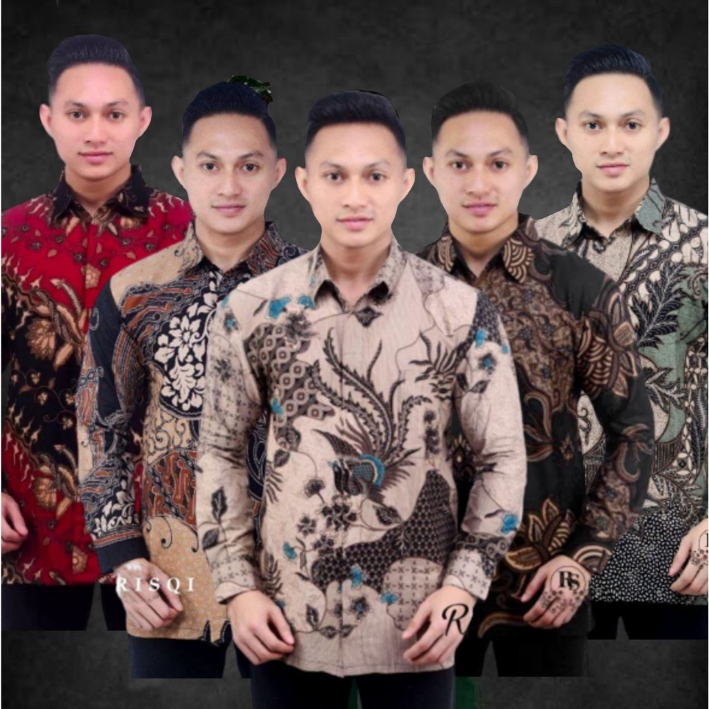 BSWART Batik HRB026 kenongo kemeja panjang anjani biru Pekalongan M L XL Batik Pria MURAH Modern Grosir