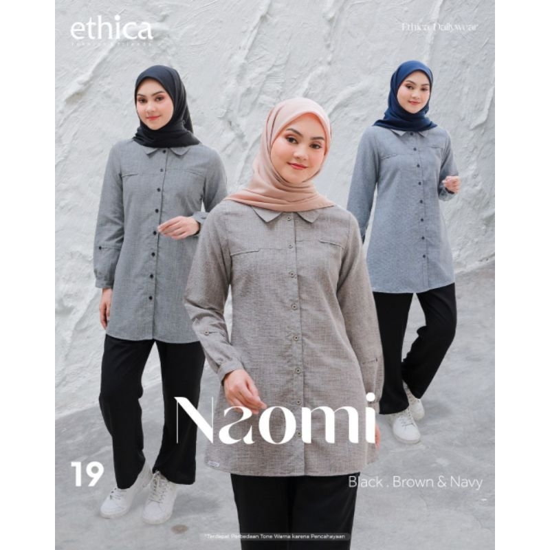 ORI 100%| TERLARIS | BEST SELLER | BAJU ATASAN KEMEJA TUNIK BLOUSE CASUAL FORMAL DAILY NAOMI 19 BY E