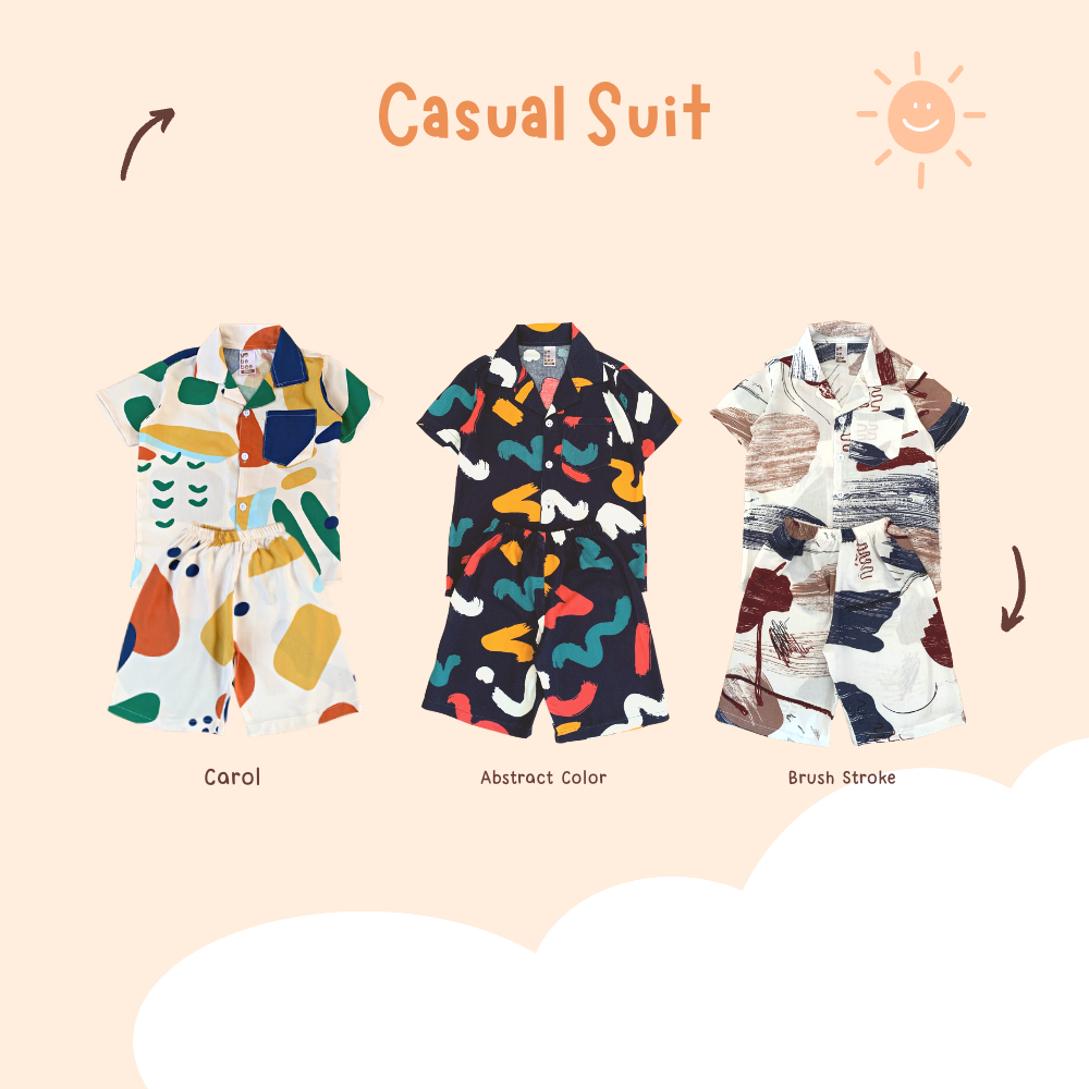 Yobebee Casual Suit Setelan Rayon Anak Usia 2 3 4 6 8 10 Tahun Baju Tidur Piyama Pajamas Kids Motif Karakter Oneset Model Baju Harian Santai Anak Laki Laki Perempuan Cowok Cewek