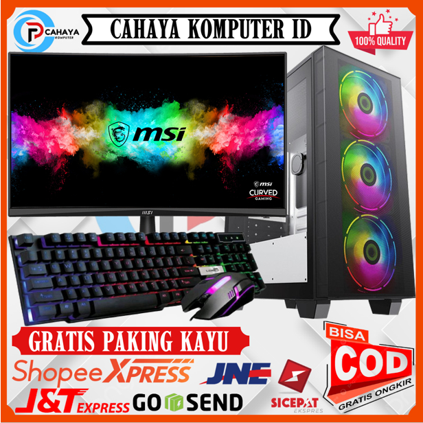 Pc Rakitan Intel I7 3770 Ram 16GB HDD 1TB SSD 256Gb Vga 4GB Monitor MSI 24 INch Gaming Editting Okey