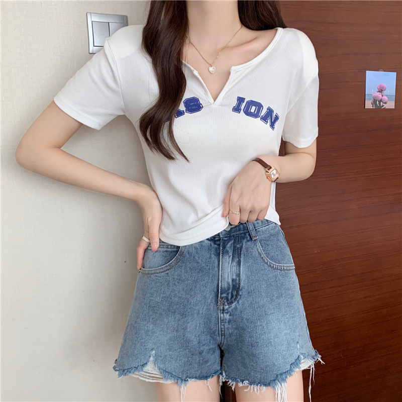 BV.ID BJ1223 Baju Tshirt Kaos Sexy Crop Top Atasan Lengan Pendek Fashion Korean Import