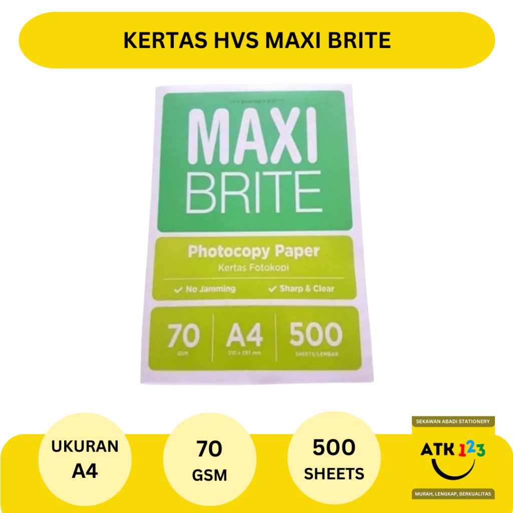 

Kertas HVS A4 70 gram Merk Maxi Brite