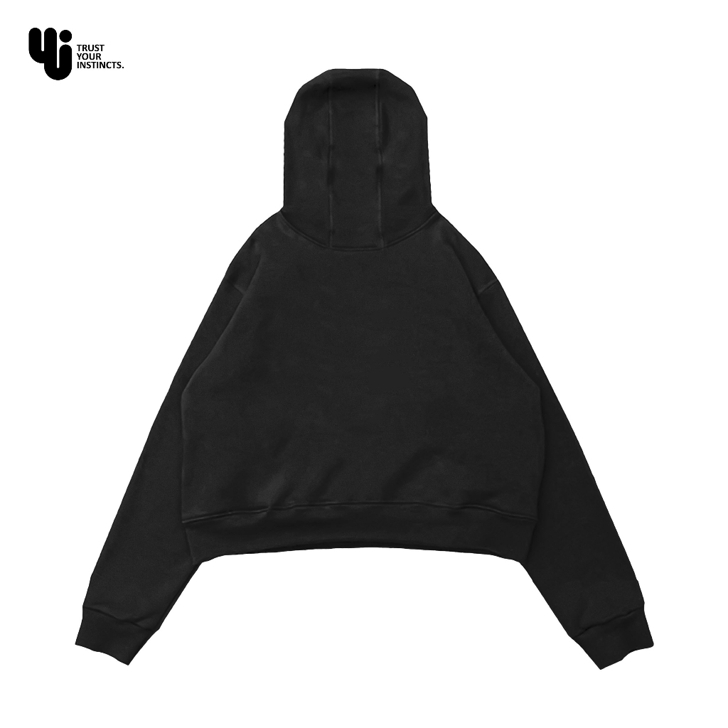 Hoodie Crop Black Oversize Unisex