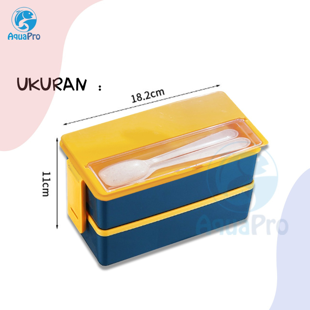 Lunch Box 2 Susun Kode T002 Kotak Makan Susun Bento Lunch Box Sudah Terdapat Sendok Dan Garpu BPA FREEKotak Bento Lapisan Ganda Wadah Makanan dengan Perkakas Portabel Microwave Kompartemen Makan Siang Kotak Makan Siang Casing Bento