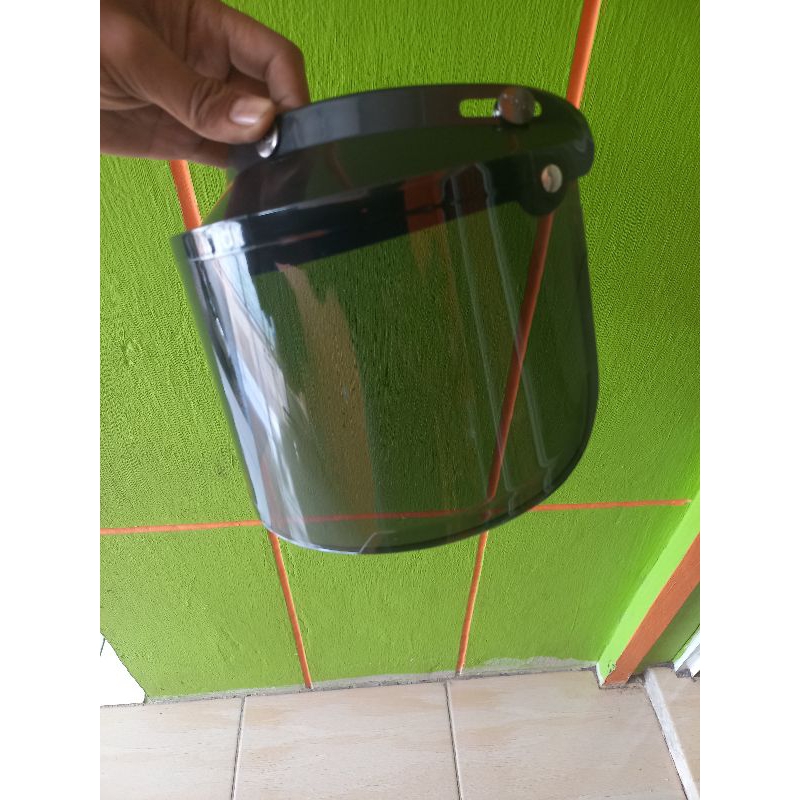kaca helm datar  untuk helm bogo kancing 3 warna gelap