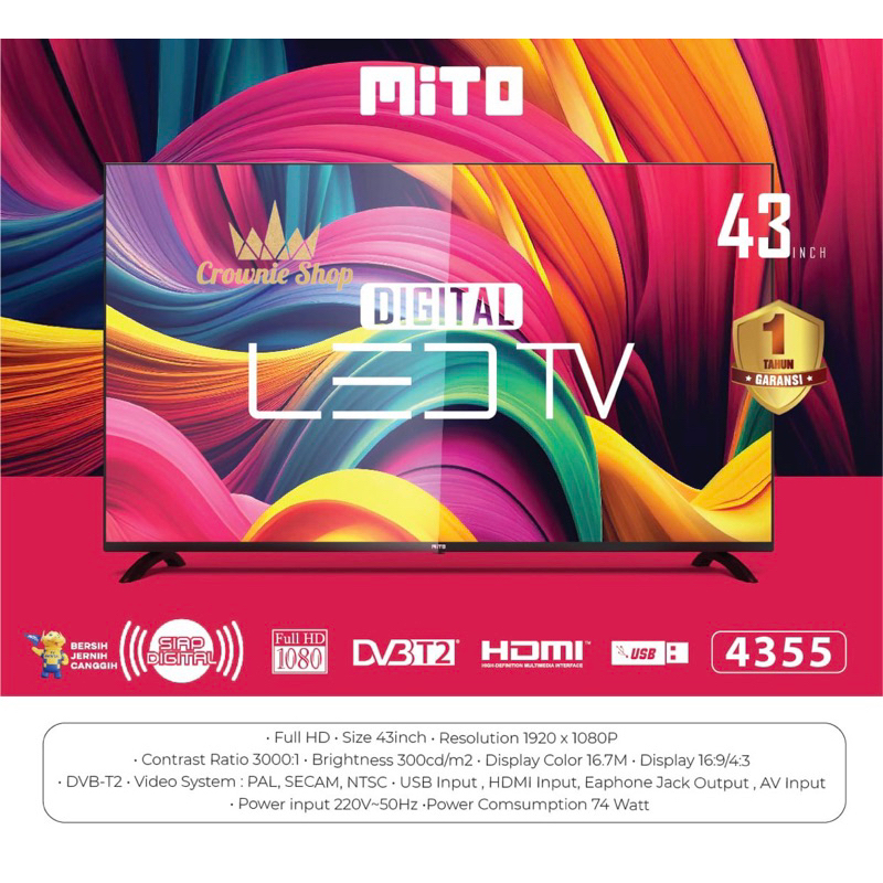 MITO DIGITAL LED TV 4355 FULL HD / Television 43inch / TV LED 43 inch / HD TV 43”