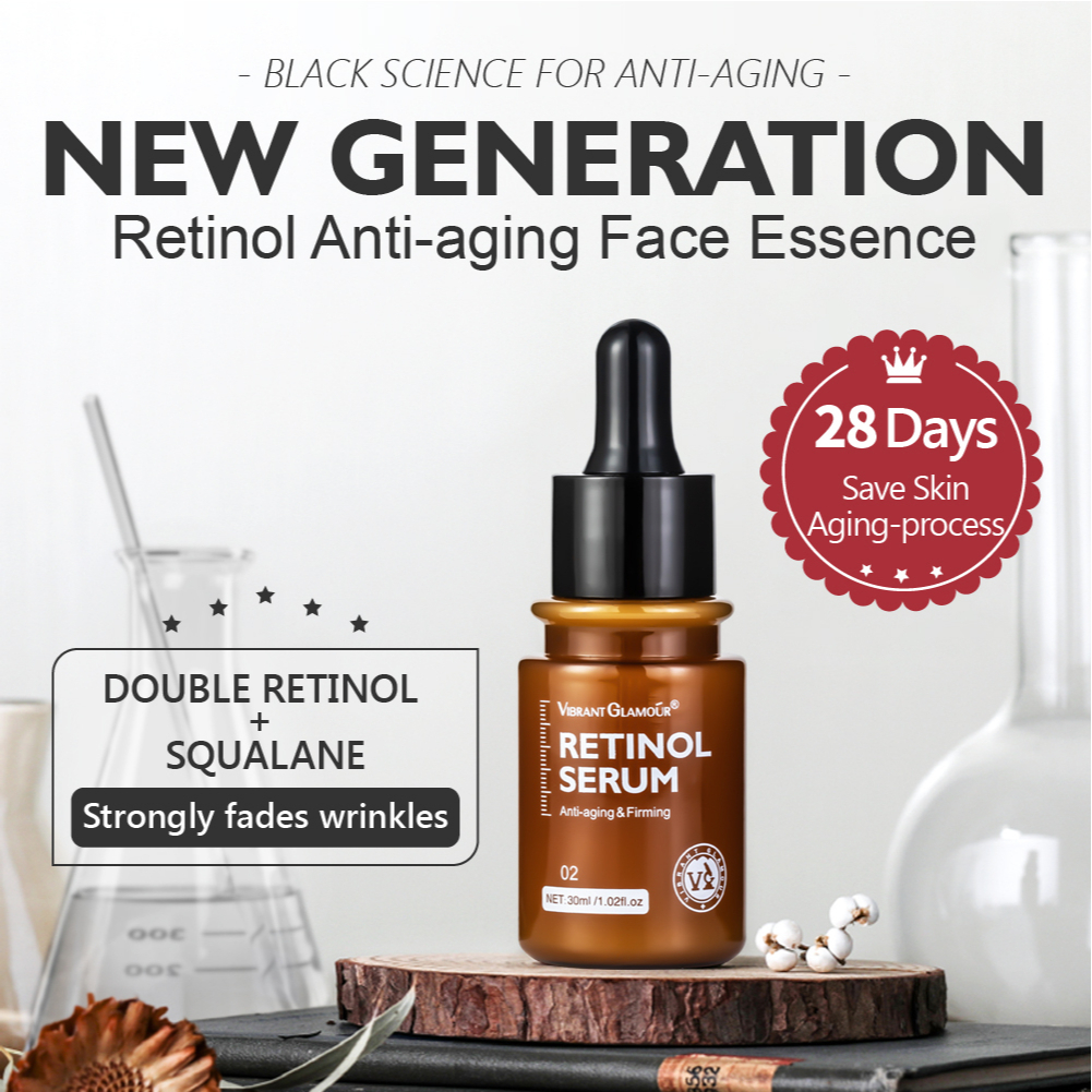 【BPOM】VIBRANT GLAMOUR Double Retinol Face Serum Firming Collagen Anti-Aging Fading Dark Spots Fine Lines Facial Treatment Anti Wrinkle Moisturizing Whitening Essence 30ml