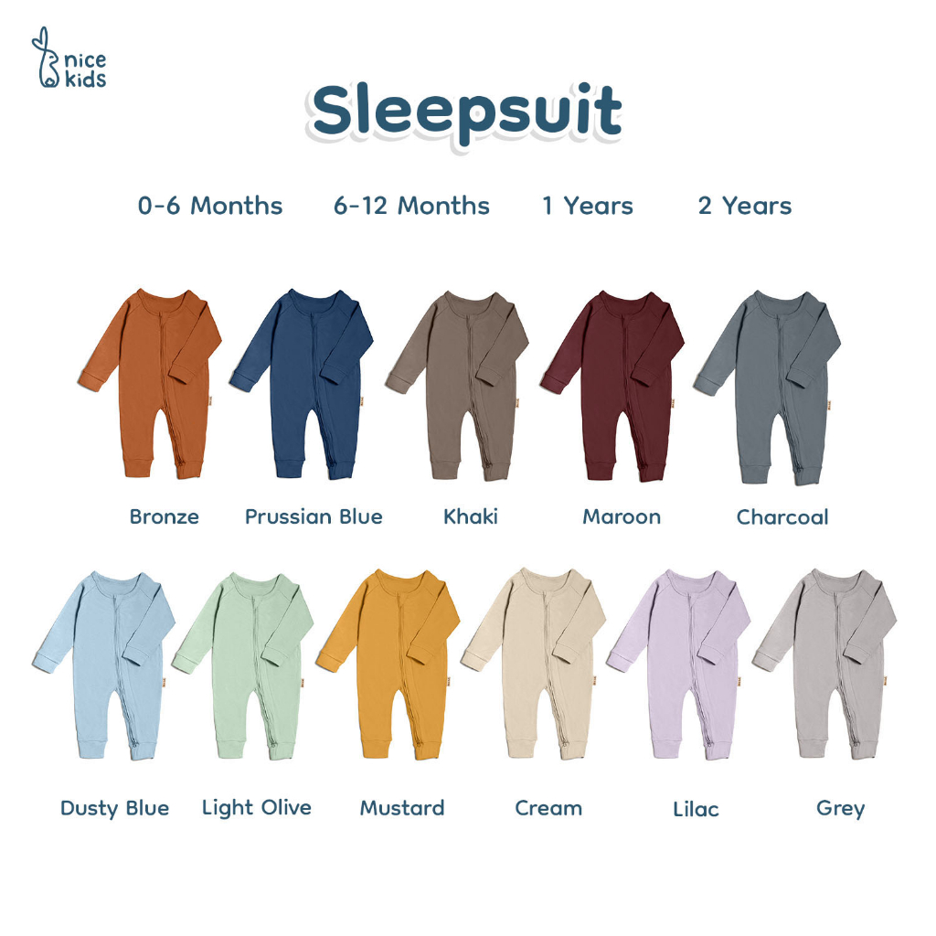 Nice Kids - Sleepsuit Baby Newborn (Baby Bayi Piyama Pakaian Tidur Romper Onesies Jumper Anak 0-2 Tahun)