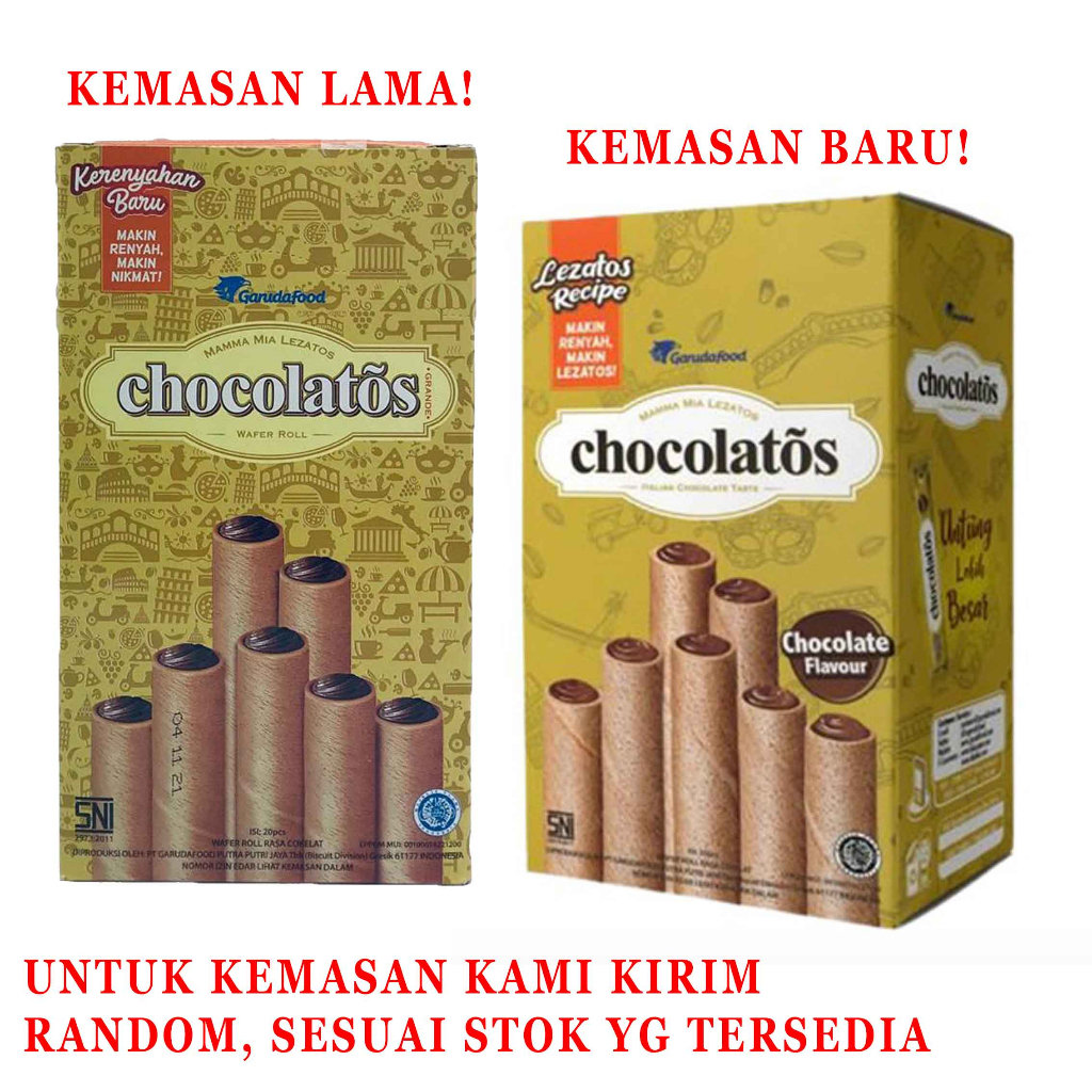 Chocolatos / Wafer Roll / Wafer Cokelat /  1box Isi 20pcs / 16gr