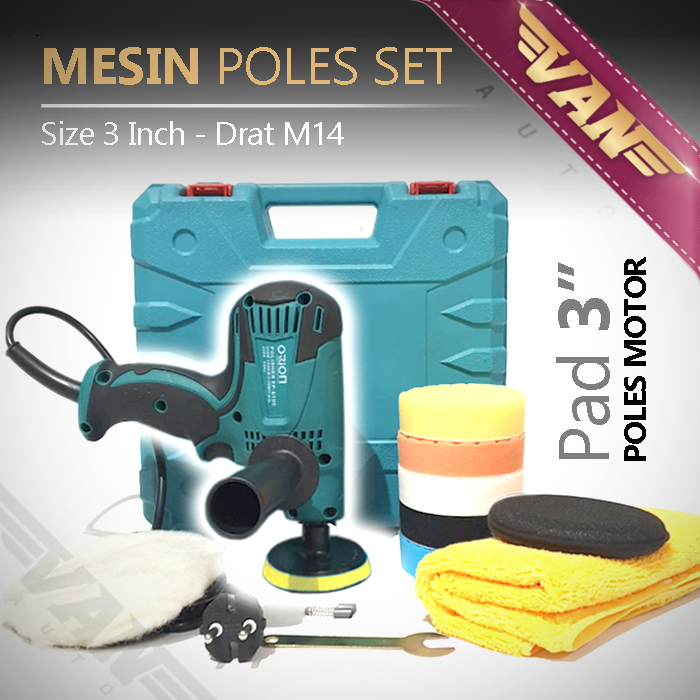 Mesin Poles Rotary 3 Inci Paket Lengkap dengan Busa Poles untuk Motor