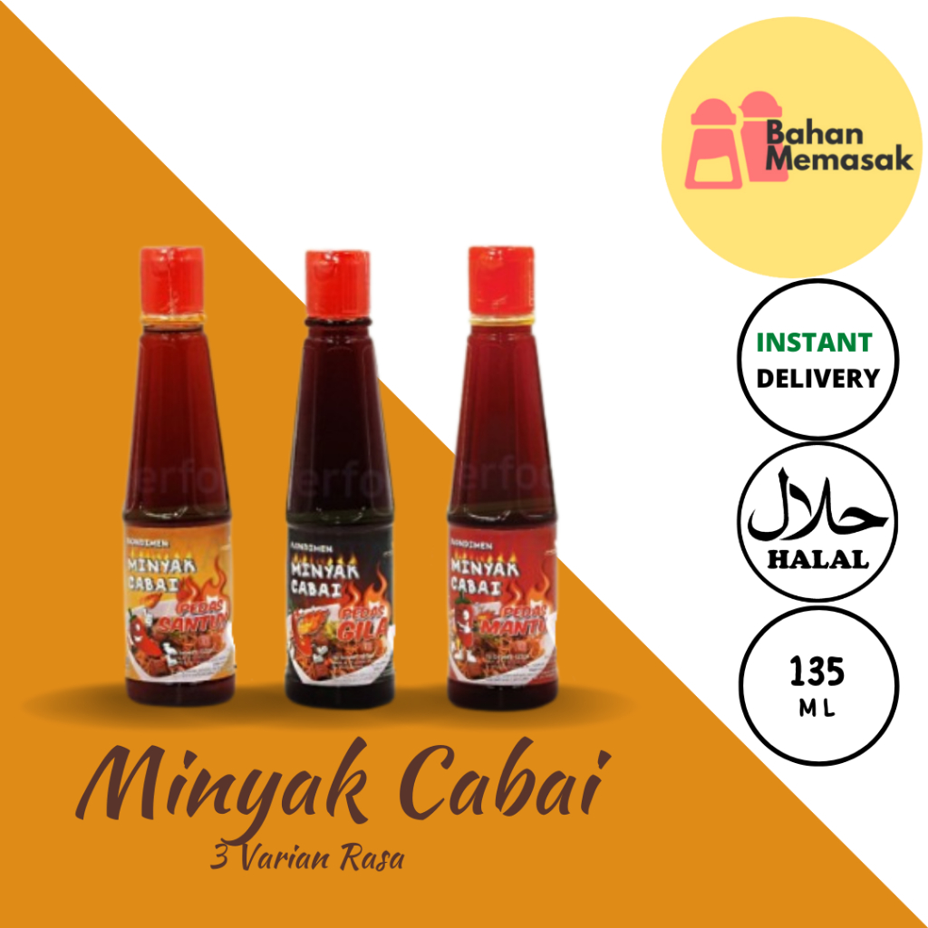 

Minyak Cabai Pedas/ Kondimen Minyak Cabe/ Spicy Chilli Oil 135 Ml - Pedas Santuy, Pedas Mantul, Pedas Gila Level 30