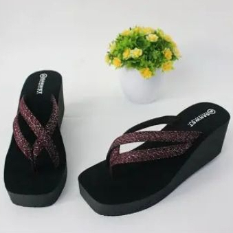 Sendal Wedges Wanita Sandal Spon Tinggi 5cm