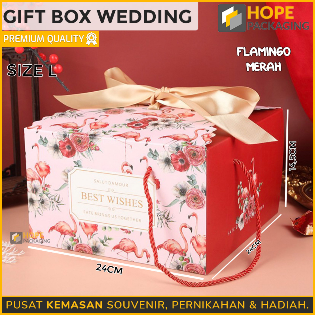 Gift box Wedding Dus hampers buat Happy Wedding Plus Pita Untuk Souvenir Pernikahan