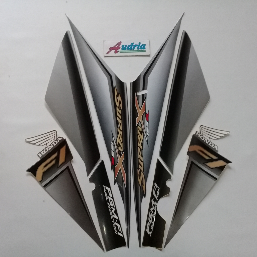 Sticker striping motor honda supra x 125 fi 2009 abu-hitam