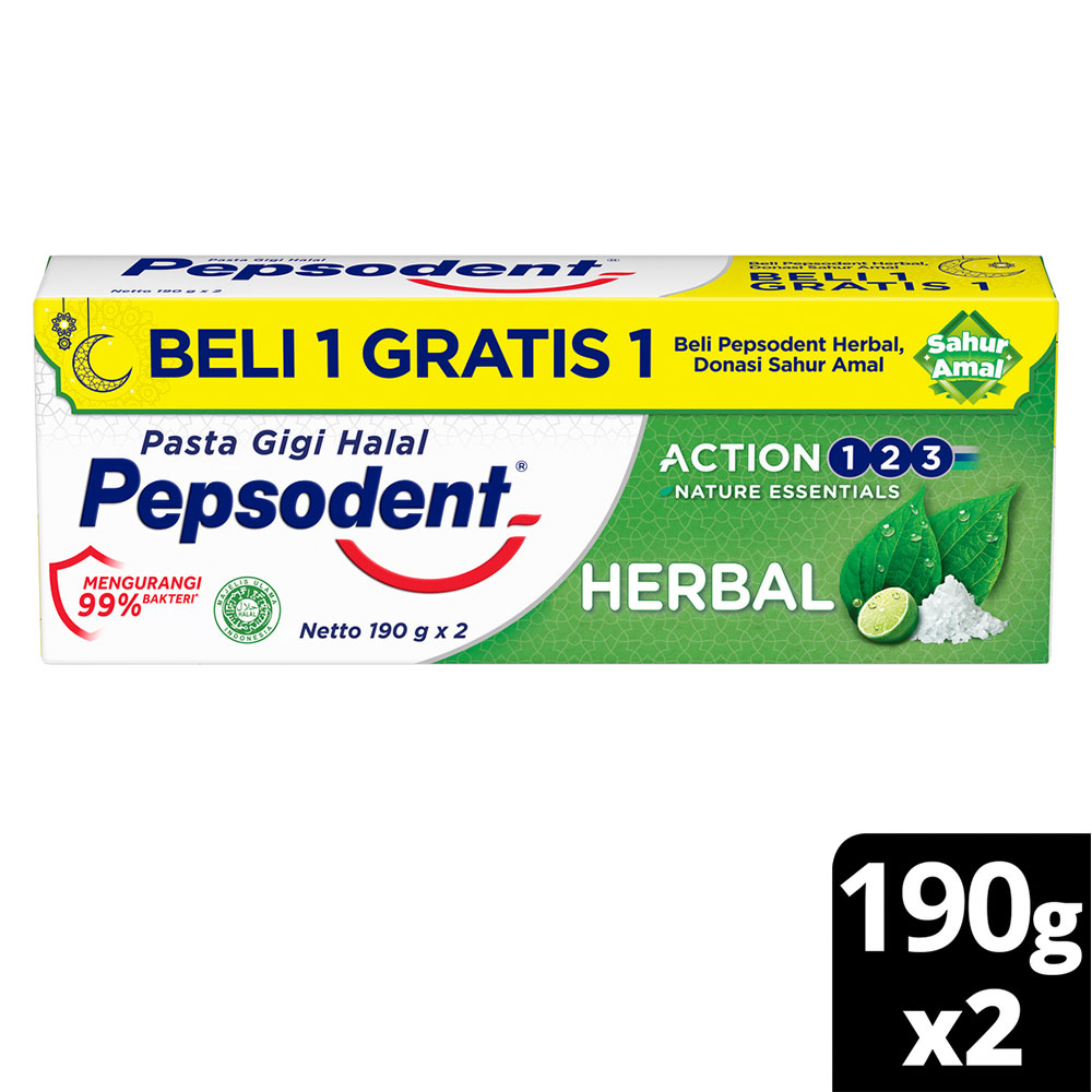 [BELI 1 GRATIS 1] Pepsodent Pasta Gigi Complete 8 Herbal 190g