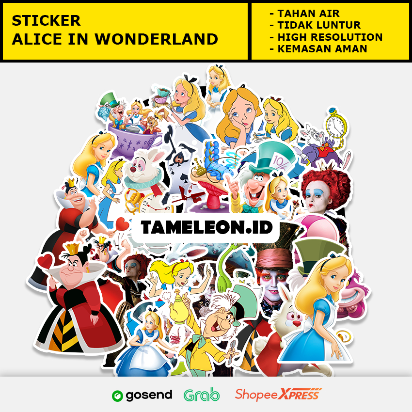 Sticker Anime, Alice In Wonderland, Sticker Handphone Sticker Laptop Anti luntur dan pudar