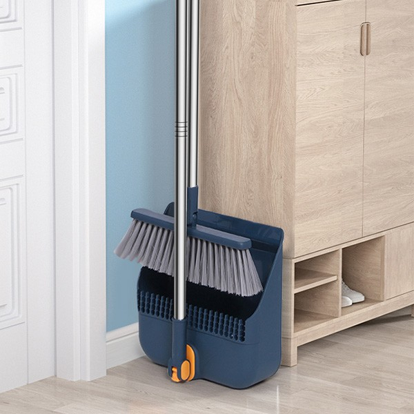 BONBOX Cleaning Tools Sapu 2in1 Alat Pembersih Lantai Set Sapu Pengki Sikat Kemoceng dan Sikat Dilengkapi Gerigi Penyaring Rambut Sapu Lipat Kombinasi Pengki Sapu BCT211105 Blue