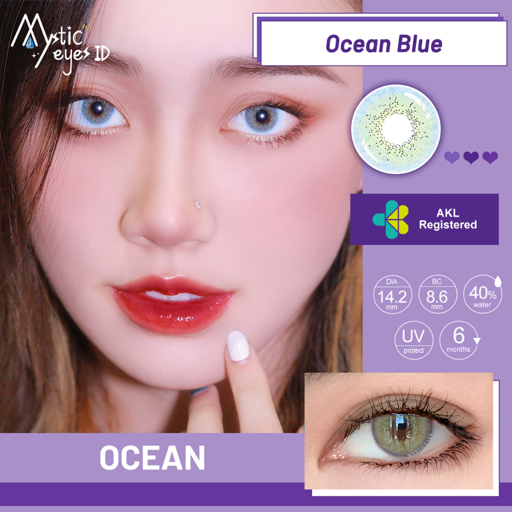 [✅COD] MYSTICEYES SOFTLENS OCEAN SERI LENSA KONTAK BLUE LENS MINUS 0-8.00 14.2 MM