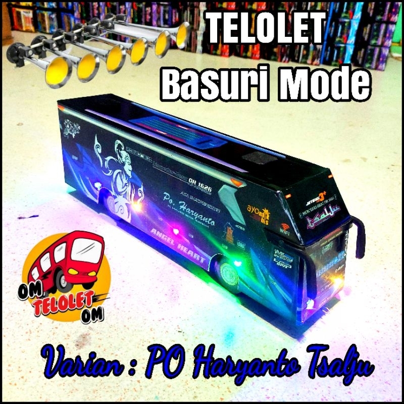 Mainan Miniatur Bus Telolet Basuri Full Lampu