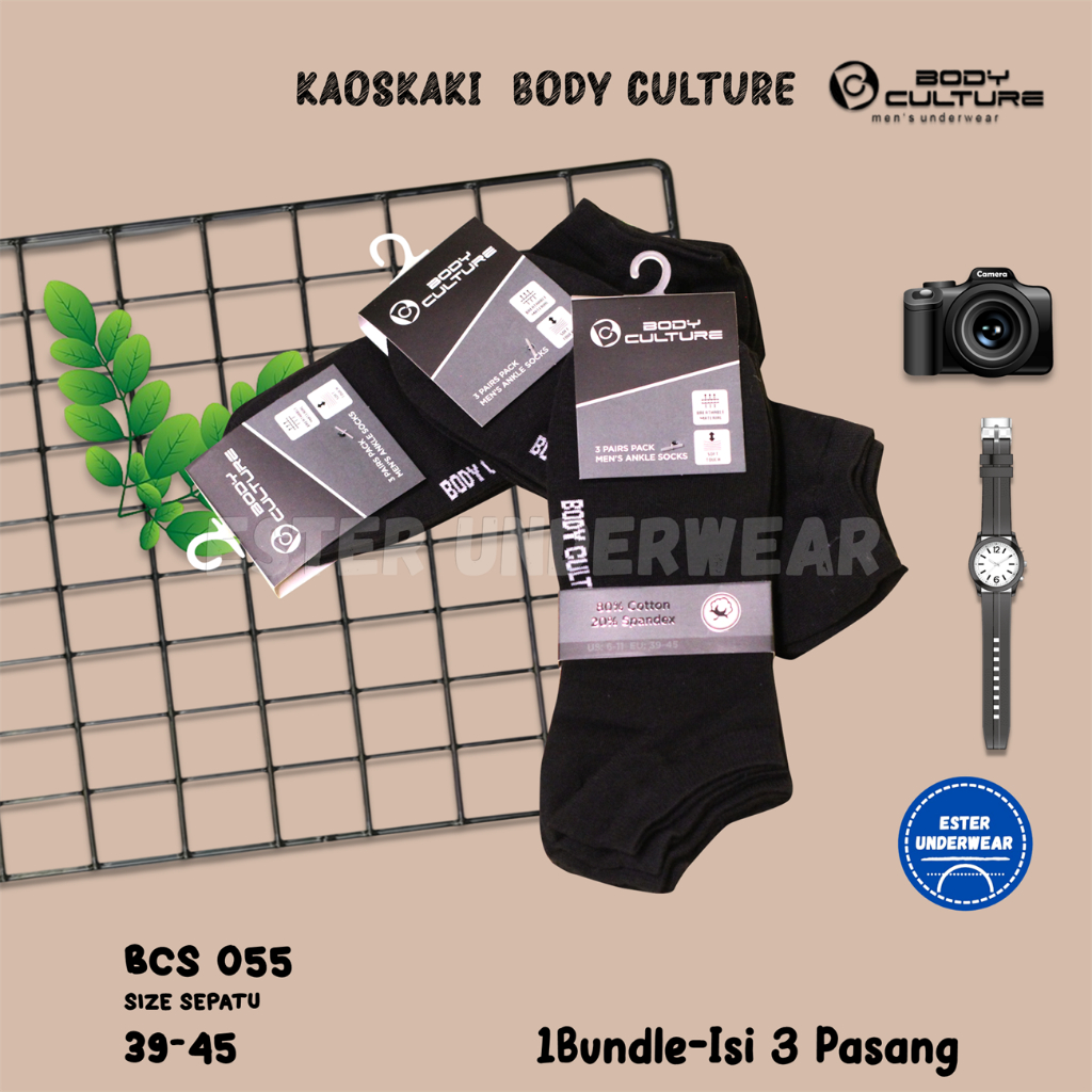 Kaos kaki Ankle Body Culture Liner Sock BCS055 Bundle Isi 3 Pasang