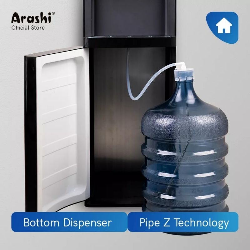 Dispenser Arashi ABD 04C Black Galon Bawah ( Panas, Dingin &amp; Normal ) Dispenser Arashi ABD 04C Black Galon Bawah