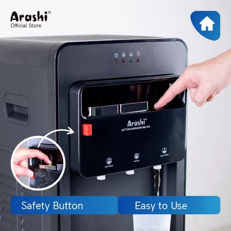 Dispenser Arashi ABD 04C Black Galon Bawah ( Panas, Dingin &amp; Normal ) Dispenser Arashi ABD 04C Black Galon Bawah