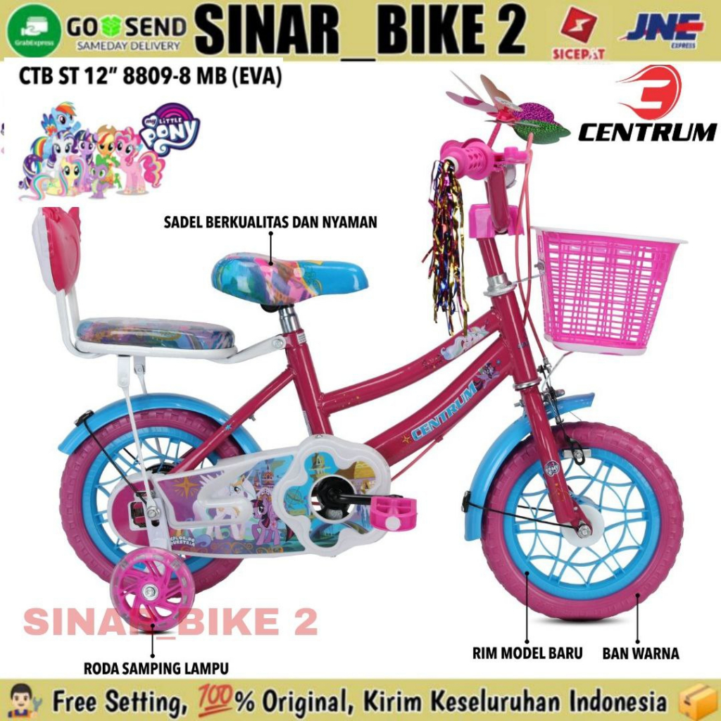 Sepeda Mini Anak Perempuan Ukuran 12 Inch CENTRUM ST 8809-8 MB Ban Eva