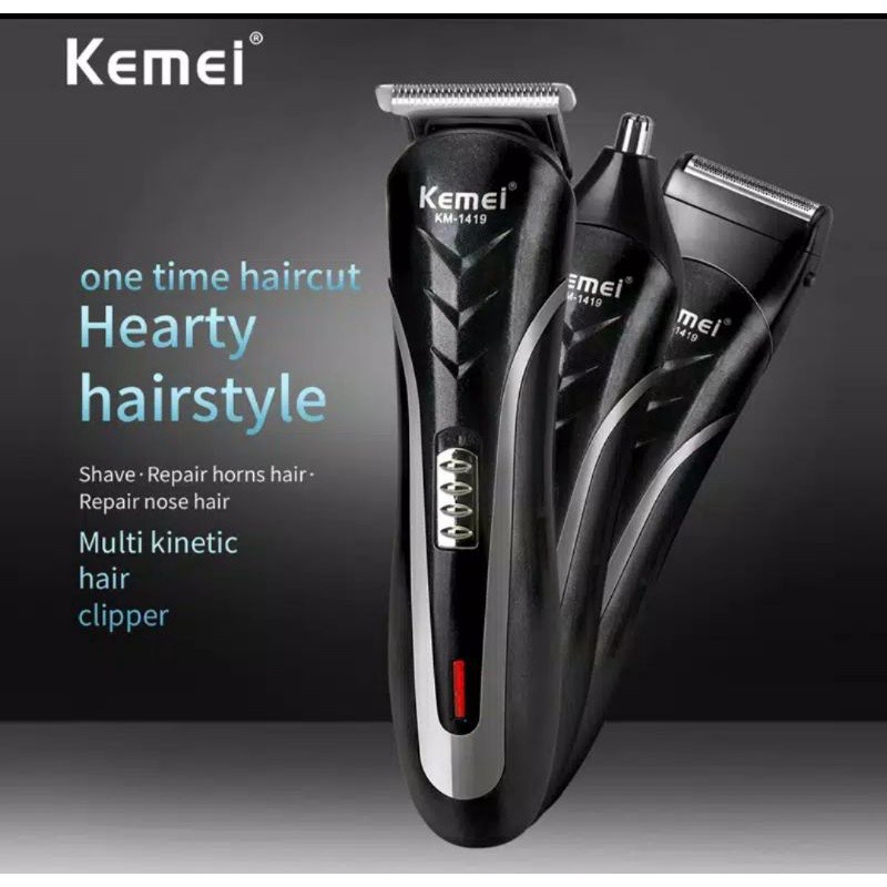 KEMEI KM 1419 Hair Clipper 4 in 1 Original Pencukur Rambut Rechargeable Hair Clipper Alat Cukur Jenggot Kumis