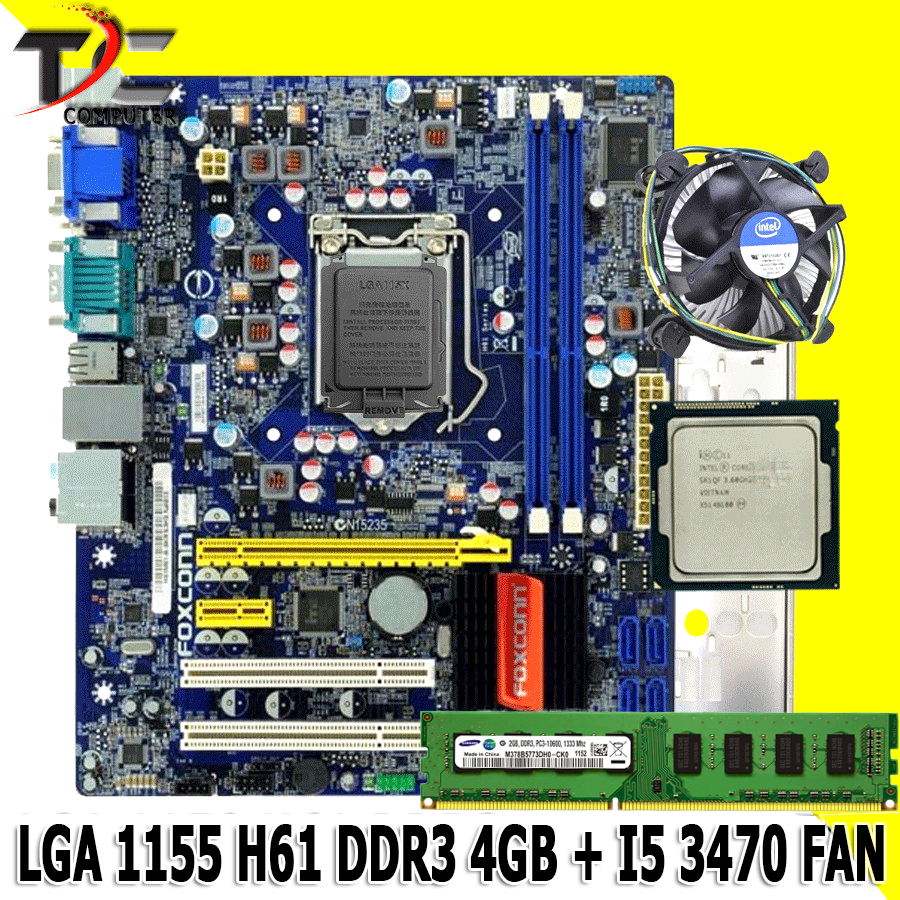 Mainboard LGA 1155 H61 MSI + Processor Core I5 3470 dan RAM 4GB