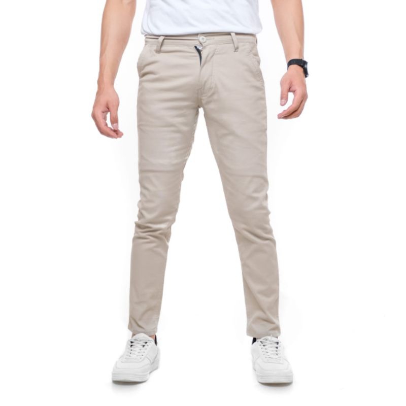 Celana panjang Chinos pria slim fit casual Kerja santai