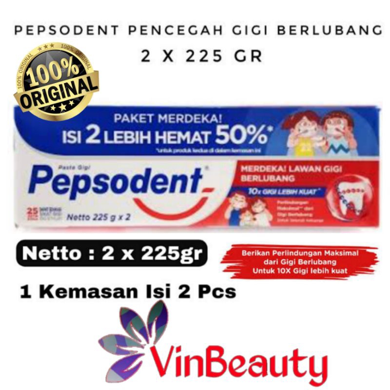 PEPSODENT 225 GRAM X 2 PC / ODOL PASTA GIGI PEPSODEN 2 X 225GRAM