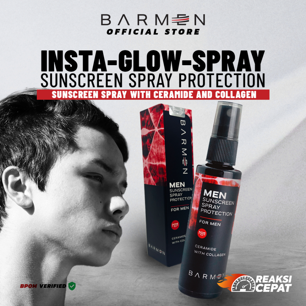 BARMEN - PRO Sunscreen Spray SPF 50 / Anti UV untuk Wajah Pria