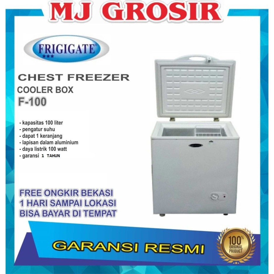 FRIGIGATE F 100 CHEST FREEZER BOX 100 L LEMARI PEMBEKU 100 LITER