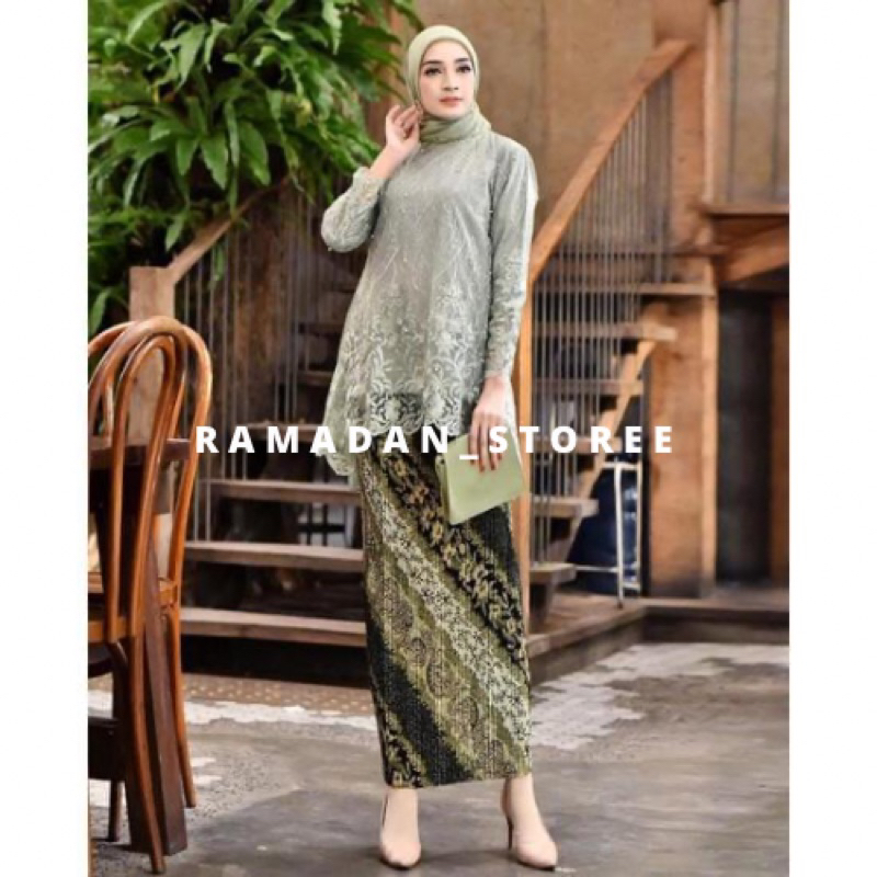 Tunik kebaya Blouse rinjani tulle | Kebaya modern | Kebaya cantik dan modis | Baju outfit brukat pes