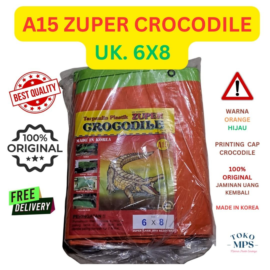 A15 ZUPER CROCODILE UK. 6X8 ORIGINAL ORANGE-HIJAU BARU