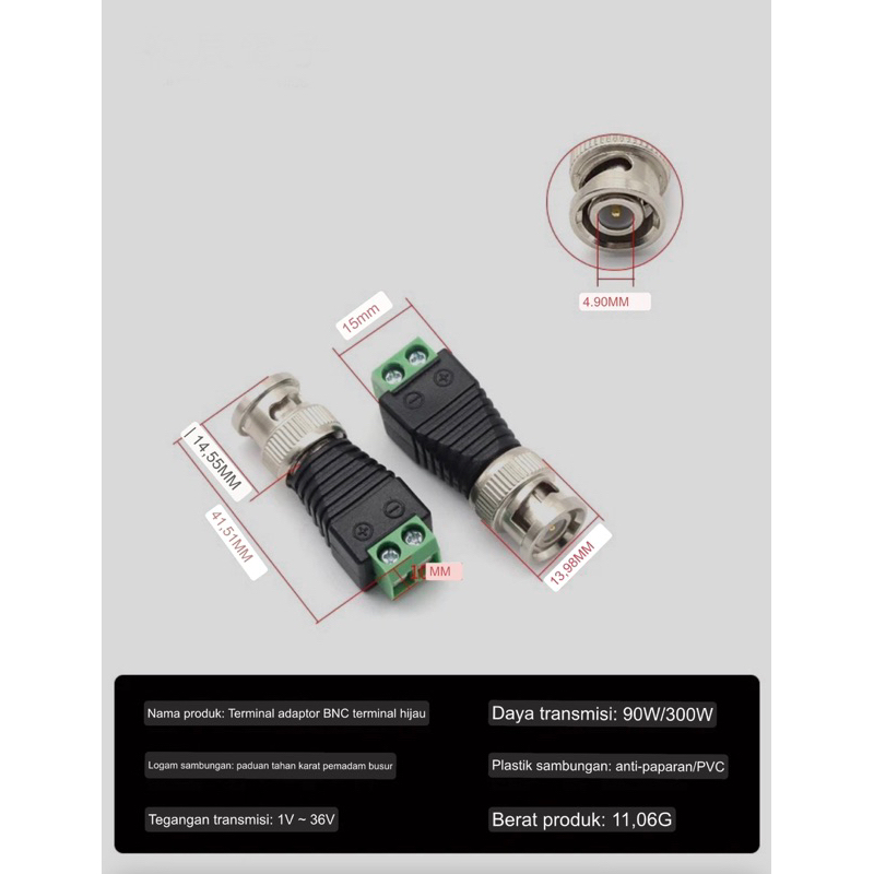 KONEKTOR Jack DC BNC Male / CCTV Connector / Video Balun Coaxial / balun BNC Connector