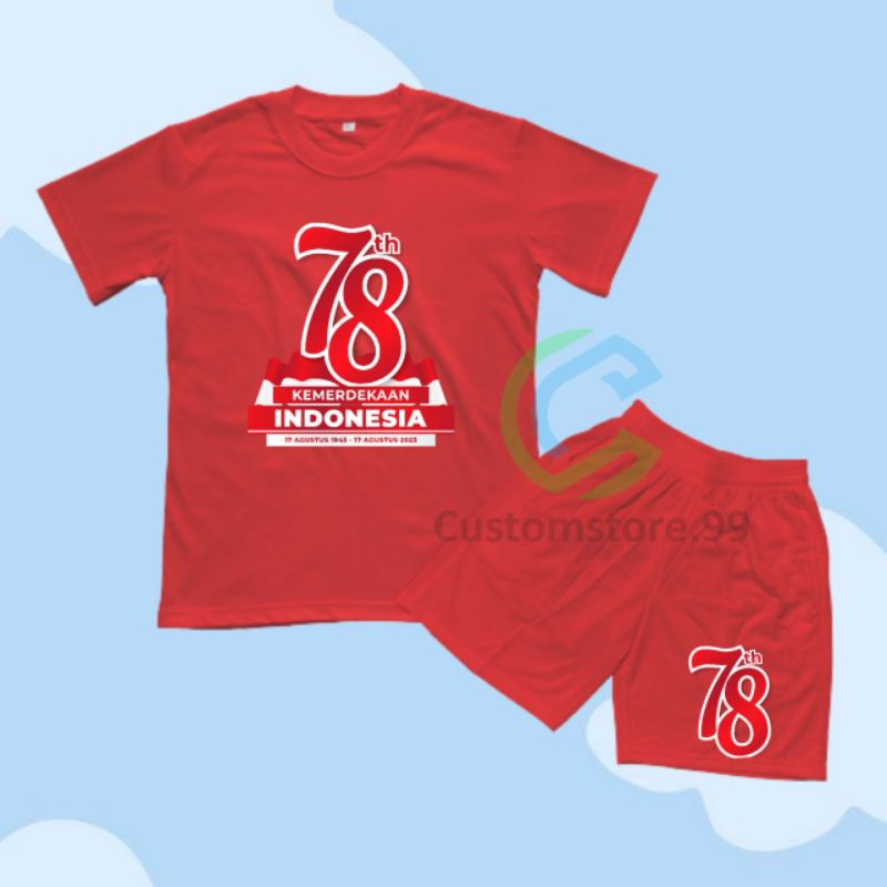 BAJU ANAK KAOS ANAK STELAN KEMERDEKAAN 78 HUT REPUBLIK INDONESIA ATASA ANAK TERBARU FREE NAMA